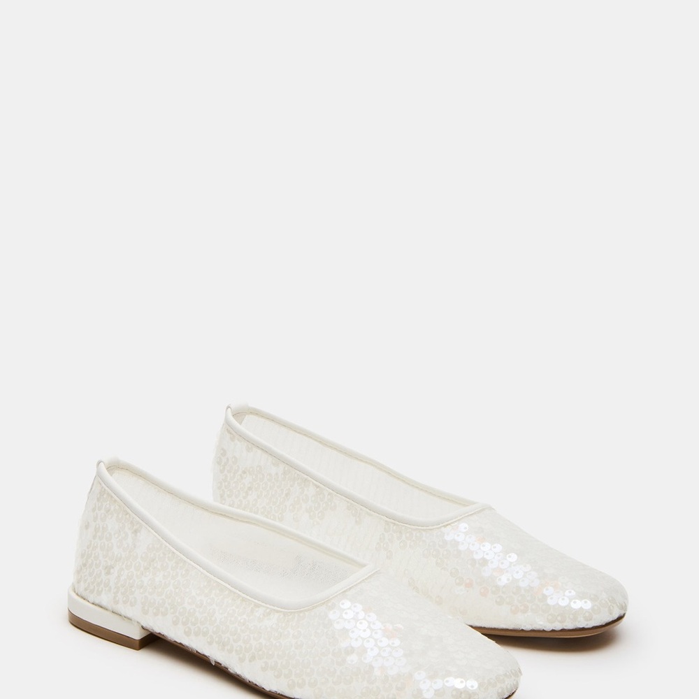 Steve Madden White Sequin Ballet Flats - Picture 3 of 12